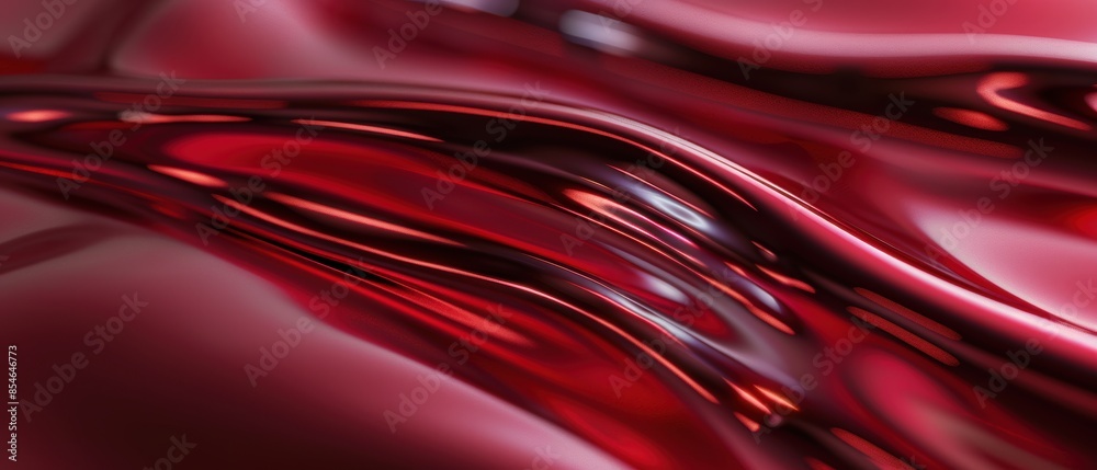 Fototapeta premium Abstract red flowing fabric texture with shiny liquid appearance, perfect for backgrounds, design elements, and creative projects.