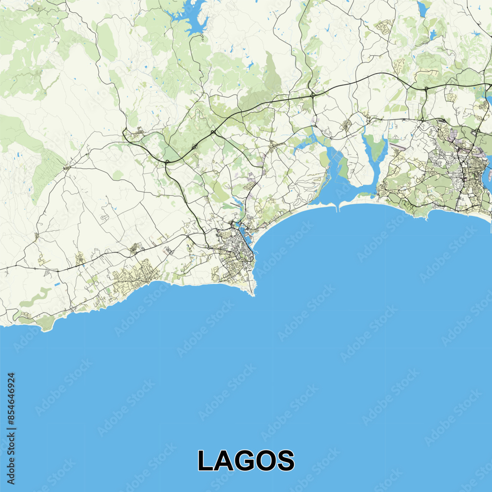 Fototapeta premium Lagos, Portugal map poster art
