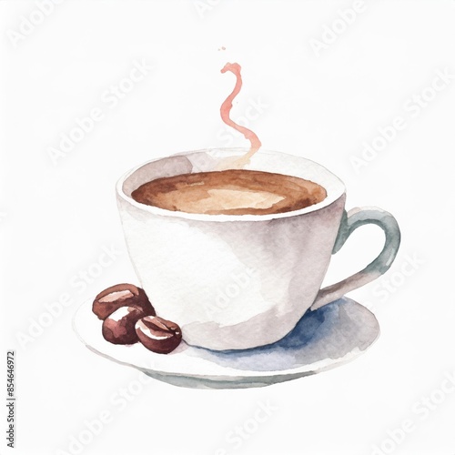 Hand drawn watercolor coffe isolated on white background photo