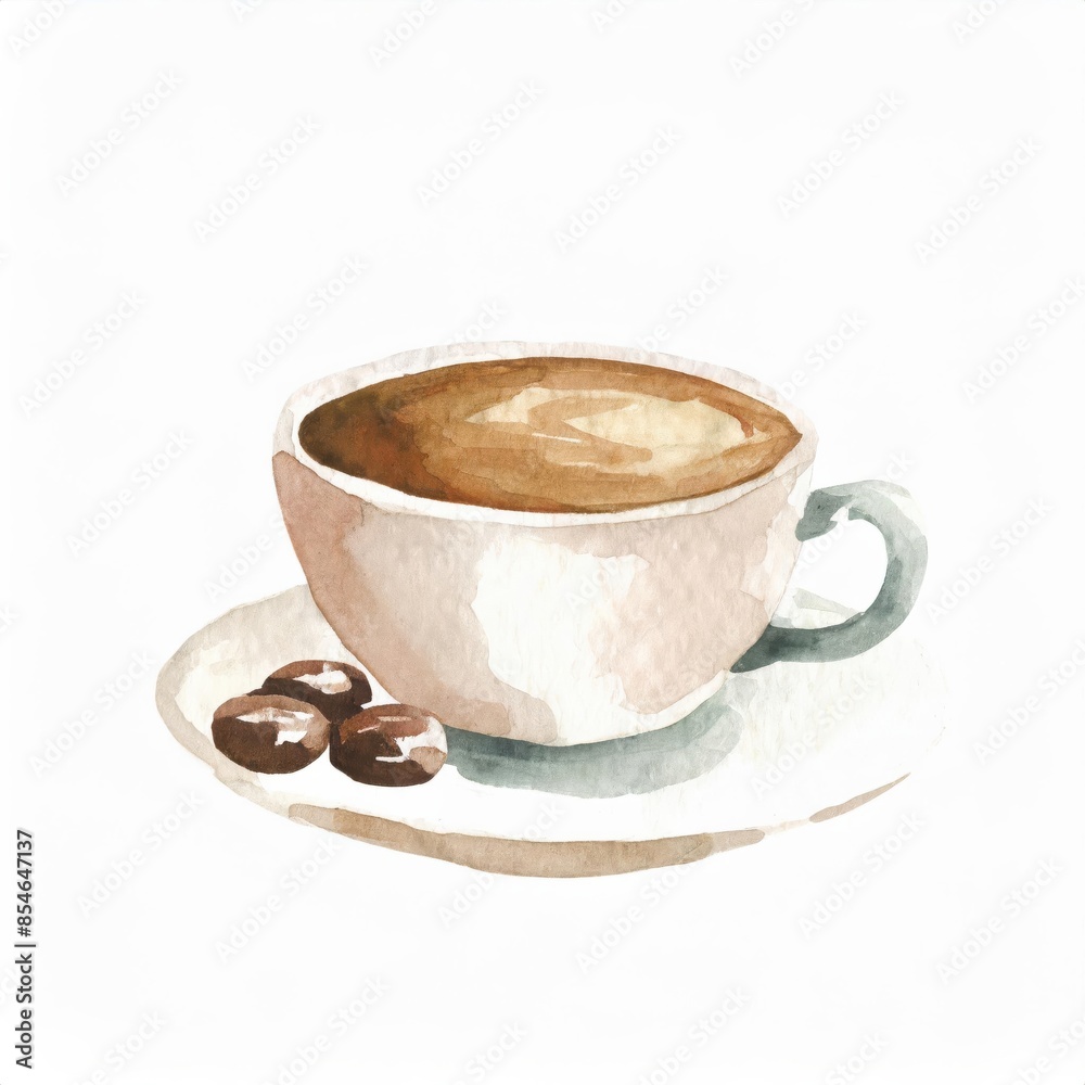 Hand drawn watercolor coffe isolated on white background Hand drawn watercolor coffe isolated on white background