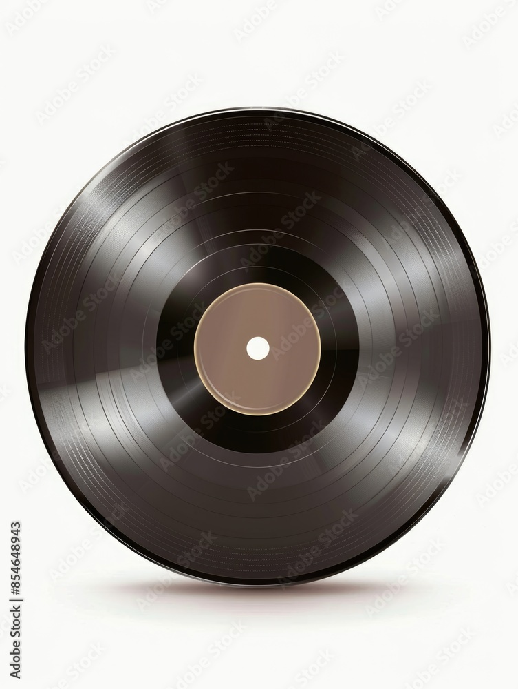 Obraz premium A single black vinyl record sitting on a clean white background