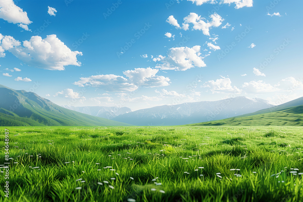 Beautiful green grassland with a beautiful sky with star in the background