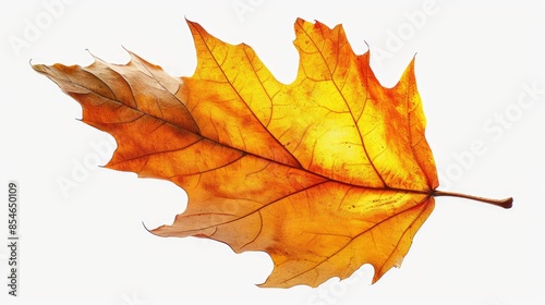 A solitary leaf rests on a clean white surface