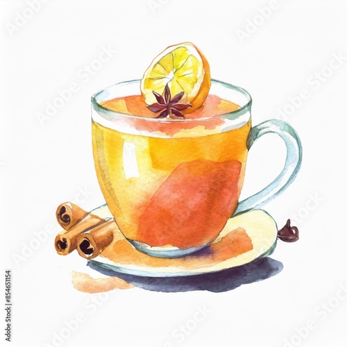 Hand drawn watercolor hot toddy isolated on white background photo