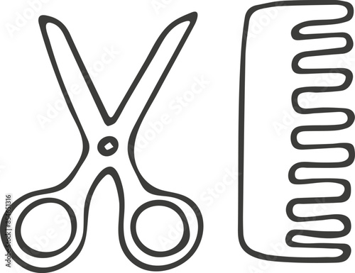 Hand drawn barbershop icon. Vector illustration, doodle style.
