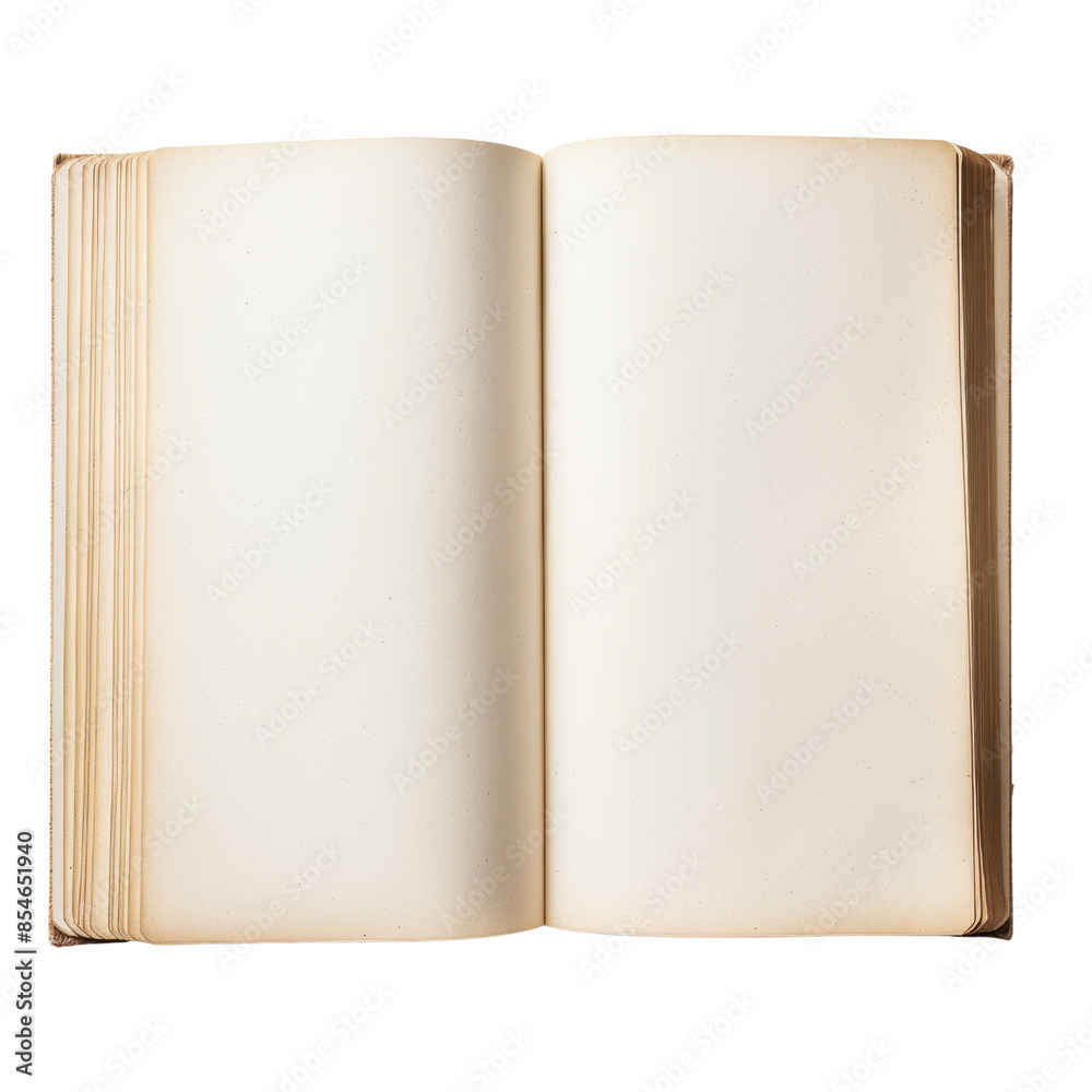 Open book with blank pages, isolated on a white background. Perfect for book cover designs, education or literature concepts. Open book with blank pages, isolated on a white background. Perfect for book cover designs, education or literature concepts.