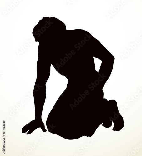 Vector drawing. Man bow praying