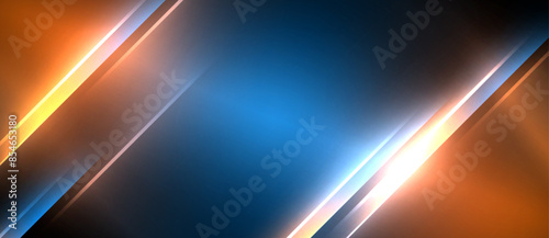 Neon dynamic diagonal light rays background. Techno digital geometric concept design for wallpaper, banner, presentation, background