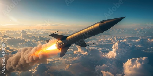 Missile Launch Through a Sunset Sky