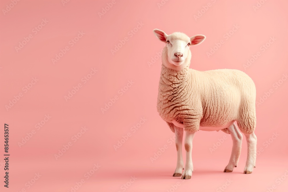 Whimsical portrait of a sheep against a pink background, capturing the charm and simplicity of farm life. Ideal for animal-themed and playful projects. Whimsical portrait of a sheep against a pink background, capturing the charm and simplicity of farm life. Ideal for animal-themed and playful projects.