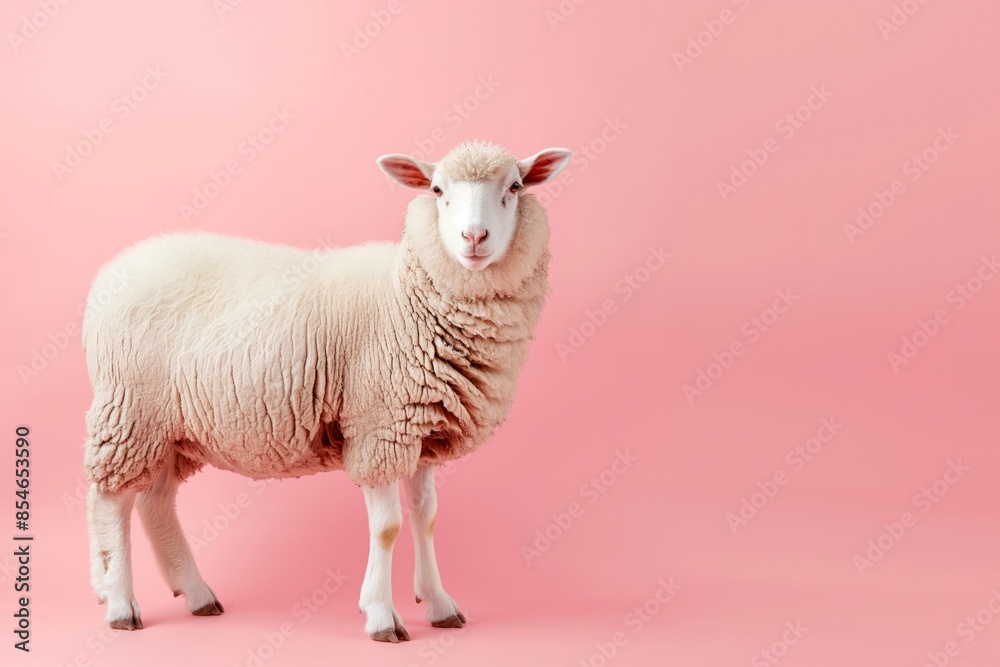 Whimsical portrait of a sheep against a pink background, capturing the charm and simplicity of farm life. Ideal for animal-themed and playful projects. Whimsical portrait of a sheep against a pink background, capturing the charm and simplicity of farm life. Ideal for animal-themed and playful projects.