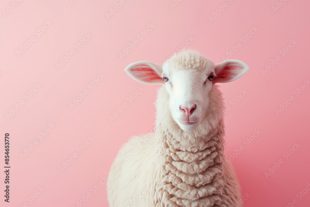 Whimsical portrait of a sheep against a pink background, capturing the charm and simplicity of farm life. Ideal for animal-themed and playful projects. Whimsical portrait of a sheep against a pink background, capturing the charm and simplicity of farm life. Ideal for animal-themed and playful projects.