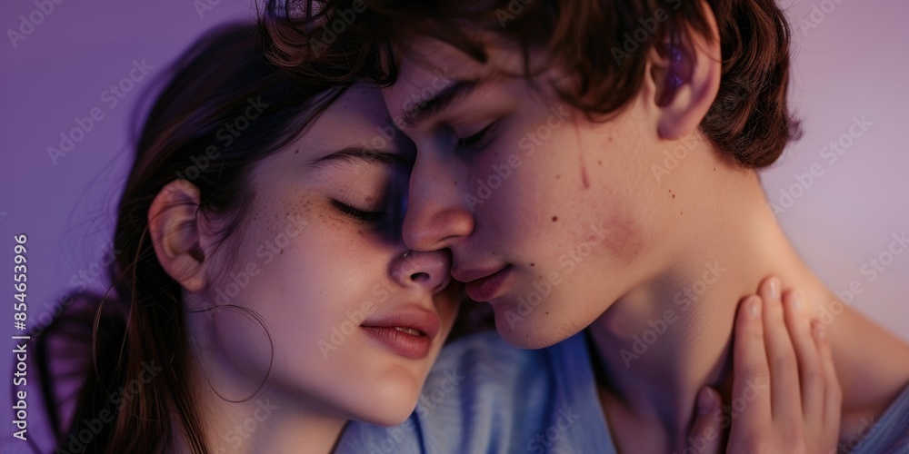 A romantic moment between two people, capturing the affection and love A romantic moment between two people, capturing the affection and love