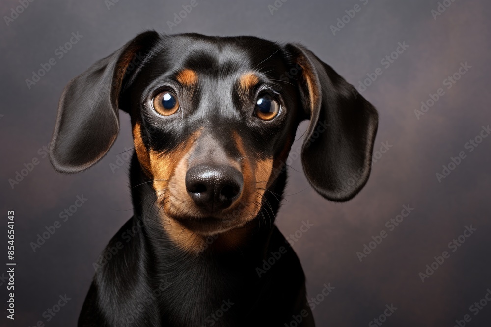 Portrait of a funny dachshund in pastel yellow background Portrait of a funny dachshund in pastel yellow background