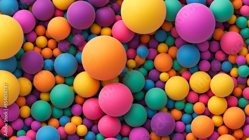 Colorful balls background for kids zone or children's playroom. Many colorful random bright soft balls background. Huge pile of colorful balls in different sizes. Vector background