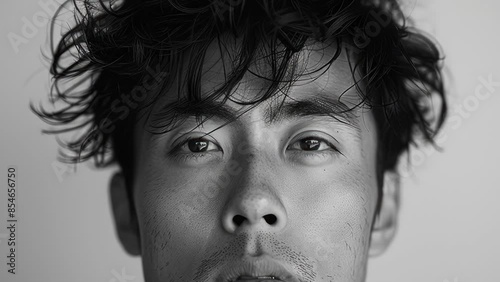 Portraits of people animation, diversity concept, men and women looking into camera, front view with camera zooming out