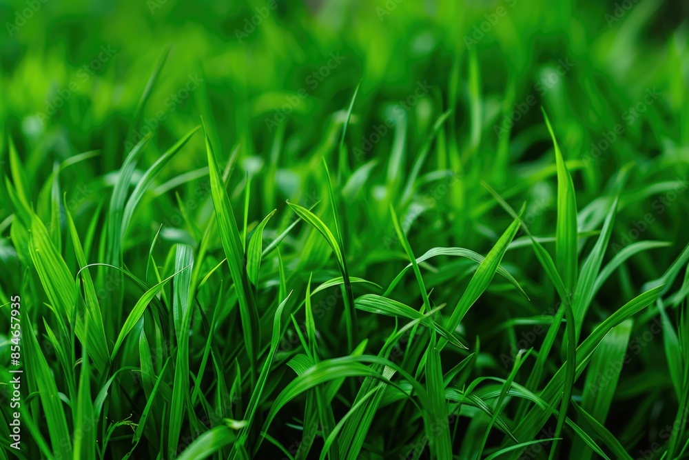 A detailed view of green blades swaying in the wind A detailed view of green blades swaying in the wind
