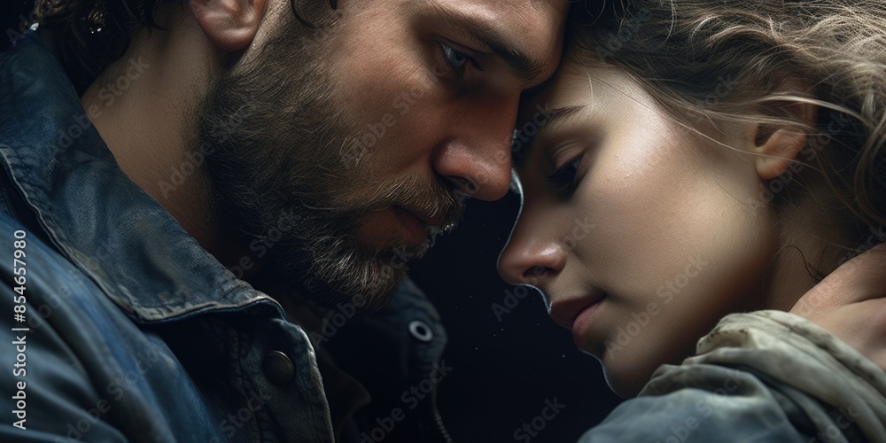 A man and a woman gazing into each other's eyes A man and a woman gazing into each other's eyes