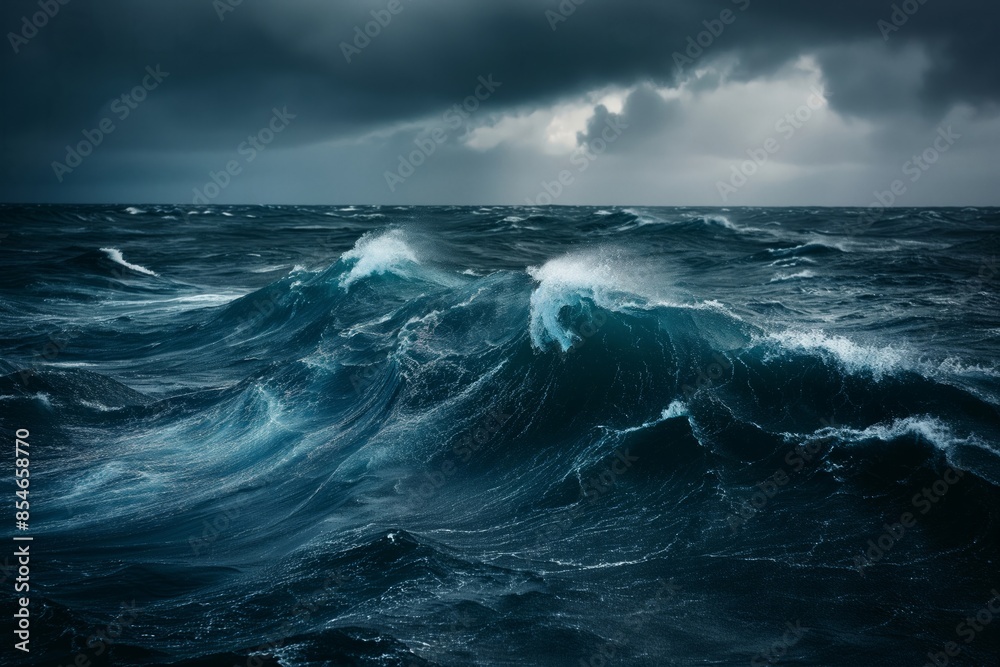 Dramatic stormy ocean waves under a dark sky, capturing the raw power and intensity of the sea. Ideal for nature, maritime, and weather-related content. Dramatic stormy ocean waves under a dark sky, capturing the raw power and intensity of the sea. Ideal for nature, maritime, and weather-related content.