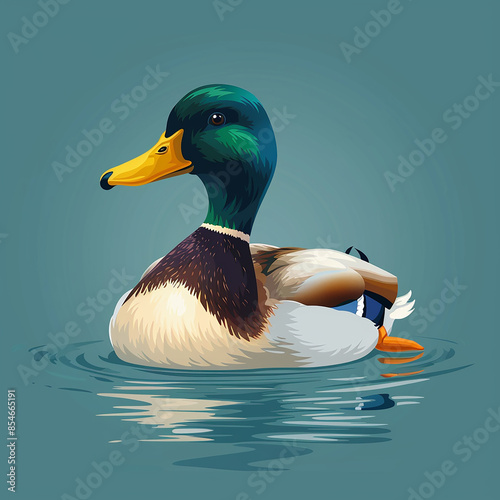 Vector_cute_Duck_swimming_calmly_cartoon_vector_
