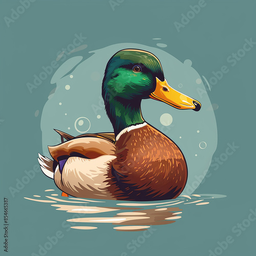Vector_cute_Duck_swimming_calmly_cartoon_vector