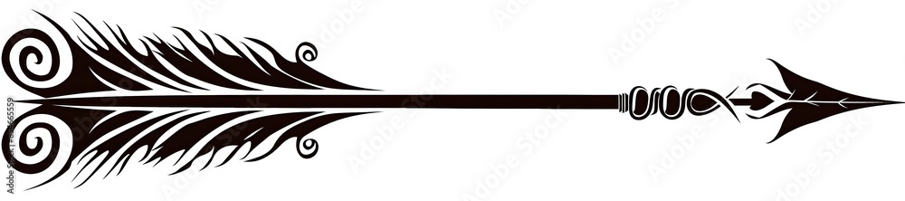 Spiral Tribal Arrow Graphic on White Background Spiral Tribal Arrow Graphic on White Background