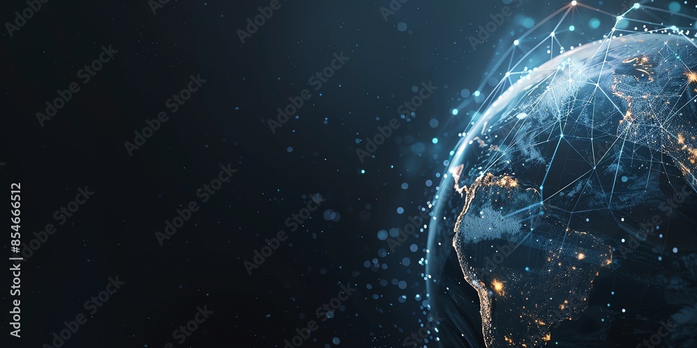 Obraz premium wallpaper global planet network line transfer data cyber, blue colors, futuristic, space, blue, transfer, science, network, planet, future, connection, background, line, abstract, modern, hacking 