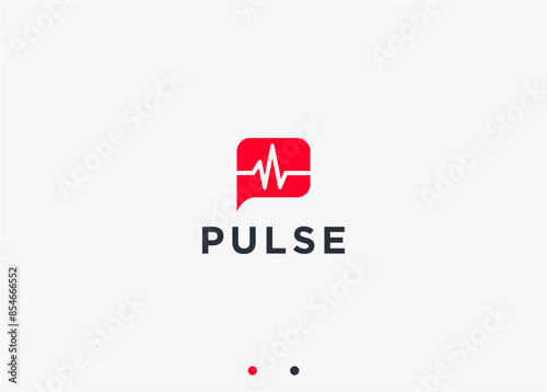 letter p with pulse logo design vector silhouette illustration