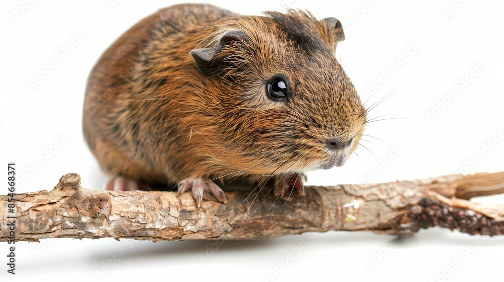 A small guinea pig with a tuft of fur curiously A small guinea pig with a tuft of fur curiously