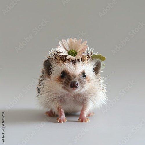 A small hedgehog with a flower on its head standin 26