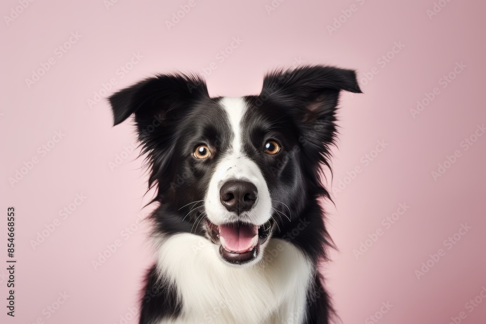 Portrait of a cute border collie in pastel gray background Portrait of a cute border collie in pastel gray background