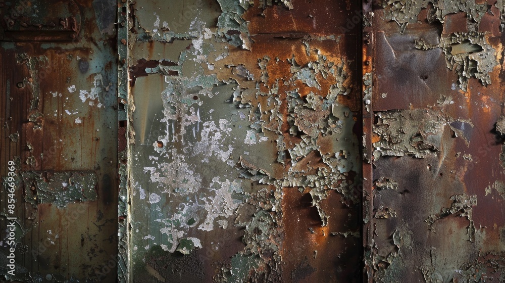 Decayed metal wall in abandoned foundry Decayed metal wall in abandoned foundry