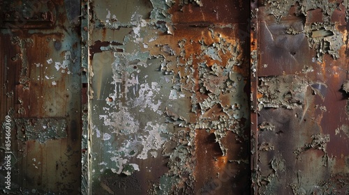 Decayed metal wall in abandoned foundry photo