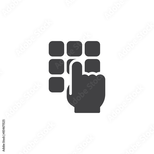 Keypad with a finger entering a code vector icon