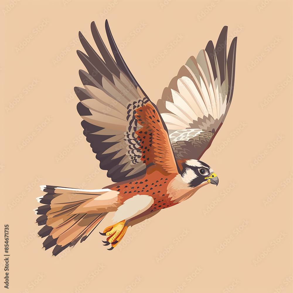 Fototapeta premium Vector_cute_Finch_flying_cartoon_vector_icon_il