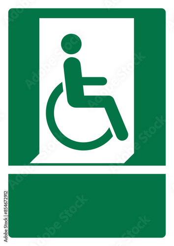 iso emergency and first aid safety signs emergency exit for people unable to walk or with walking impairment (right) your custom message here portrait size a4/a3/a2/a1