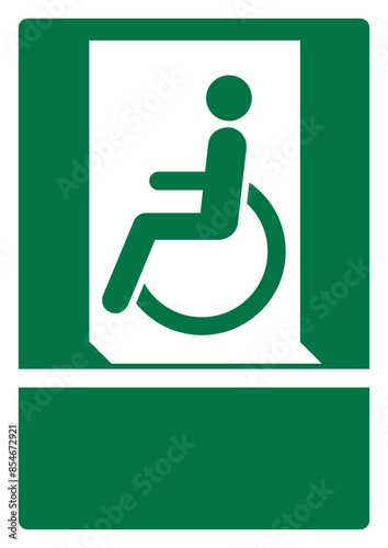 iso emergency and first aid safety signs emergency exit for people unable to walk or with walking impairment (left) your custom message here portrait size a4/a3/a2/a1