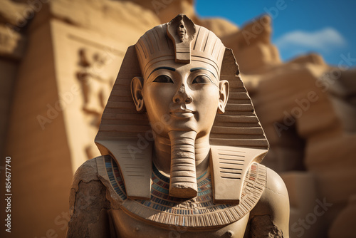 Bust of Pharaoh Ramses 2 Ancient Egypt. Egyptian civilization. Topics related to ancient Egypt. History of the pharaohs.