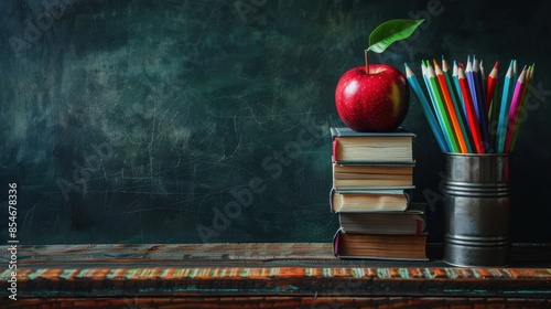 The apple on books photo