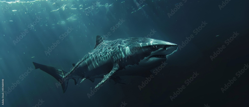 Fototapeta premium Encounter: Tiger Shark in Depths