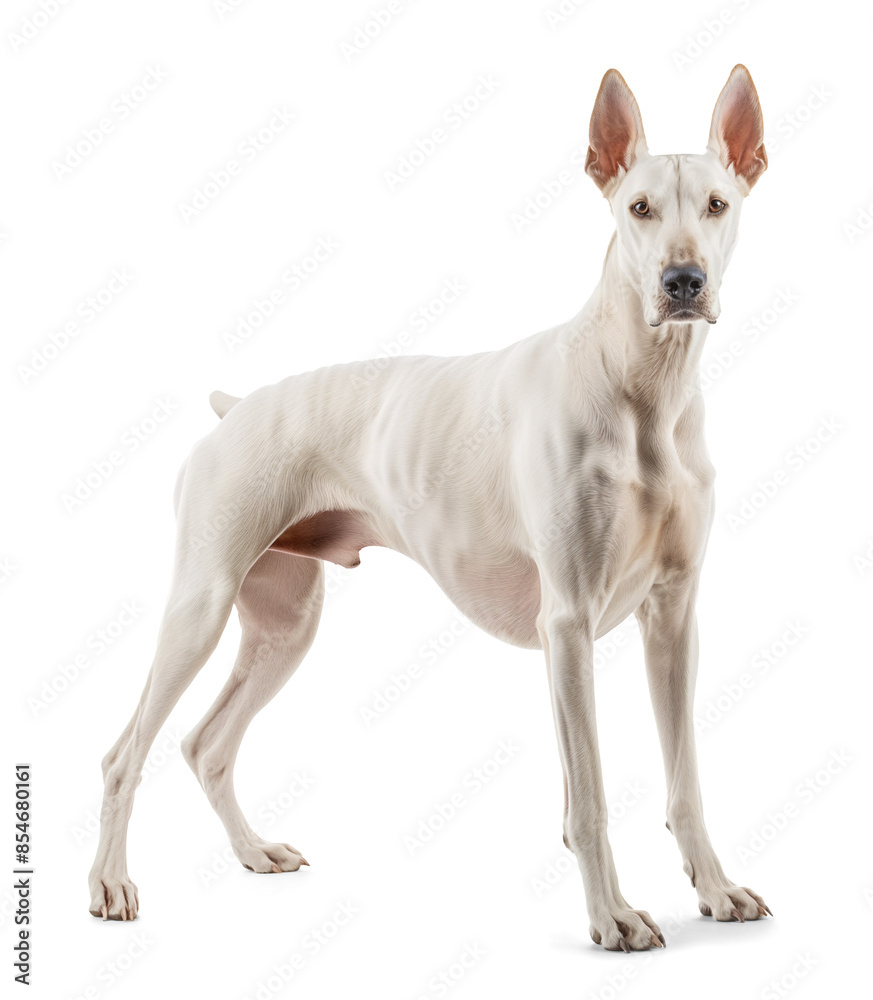 Doberman Pinscher with white coat color on isolated background Doberman Pinscher with white coat color on isolated background
