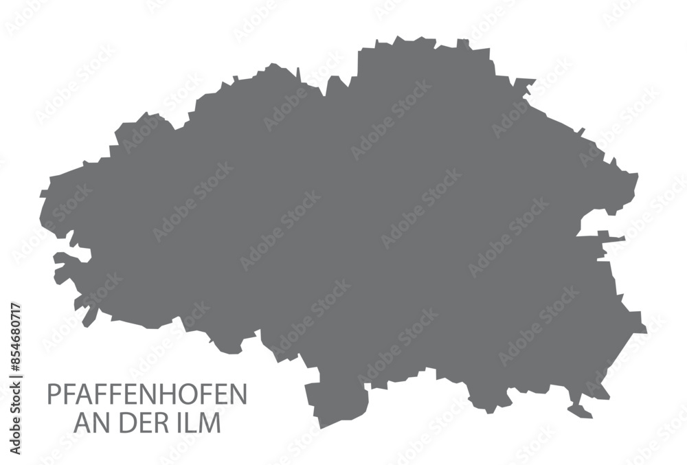 Pfaffenhofen an der Ilm German city map grey illustration silhouette shape Pfaffenhofen an der Ilm German city map grey illustration silhouette shape