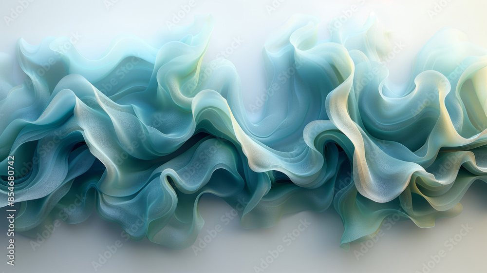 Fototapeta premium A close-up image of flowing, blue fabric, creating a calming and abstract pattern.