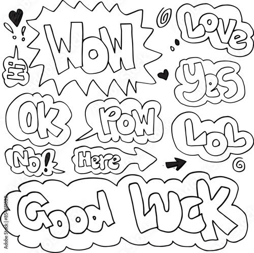 Set of speech bubbles with compliment phrases, love quotes. Vector illustration.
