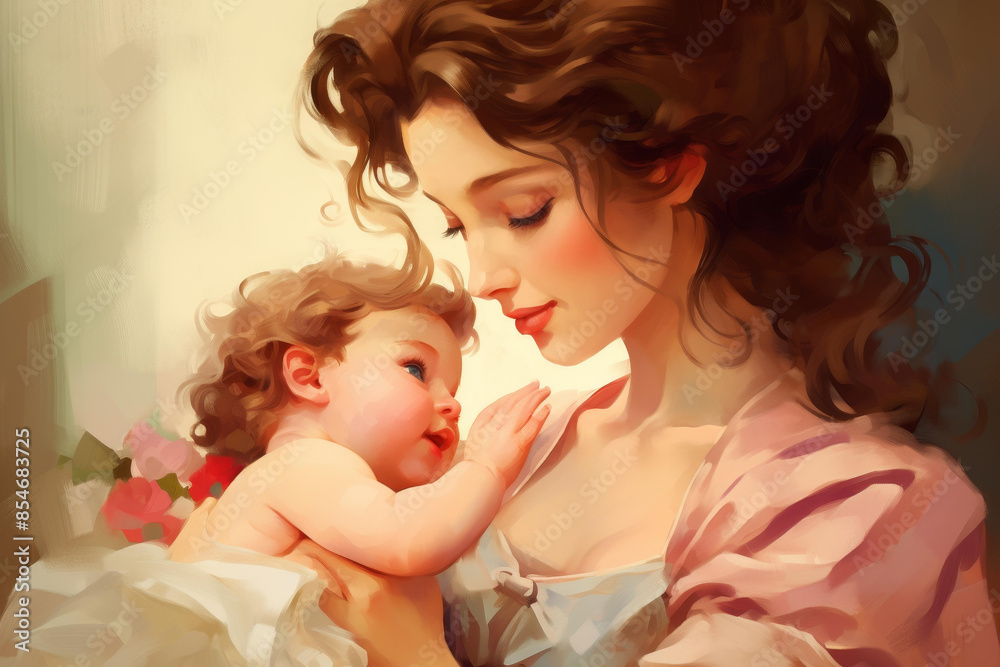 A heartwarming moment on Mothers Day as a mother lovingly feeds her baby with care and tenderness. A heartwarming moment on Mothers Day as a mother lovingly feeds her baby with care and tenderness.