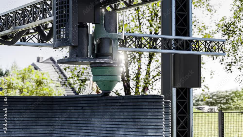 3D printing single-family houses with concrete: New technology for house building using a modern CNC machine, 3d render