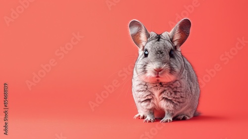 A cute Chinchilla Kit sitting on a solid color background with space above for text photo