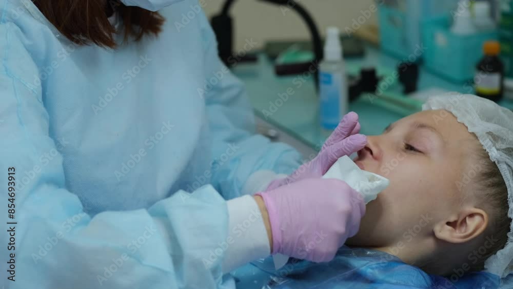 girl at the dentist, teeth cleaning procedure girl at the dentist, teeth cleaning procedure
