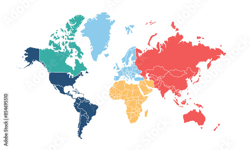 World map isolated modern colonial style. for website layouts, background, education, precise, customizable, Travel worldwide, map silhouette backdrop, earth geography, political, reports.