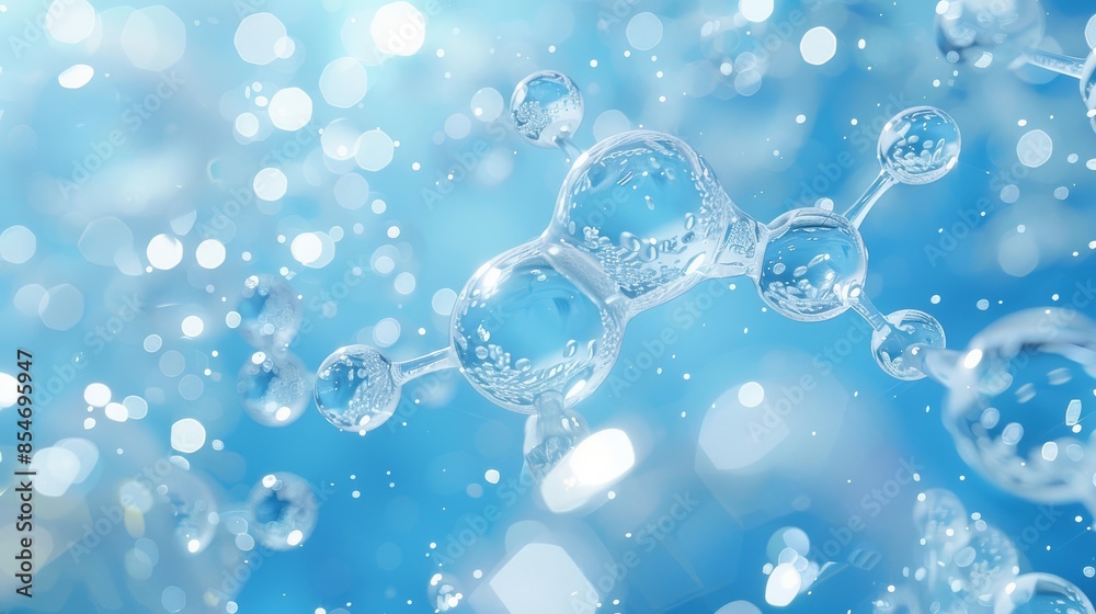 Diagonal DNA molecule and transparent droplets, shallow focus. Biochemistry, modern medicine or genetic research related 3D rendering background Diagonal DNA molecule and transparent droplets, shallow focus. Biochemistry, modern medicine or genetic research related 3D rendering background